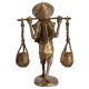 Brass African Man Carrying Water Statue