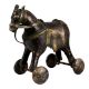 BrassÂ Horse Temple Toy With Four Wheels