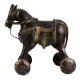BrassÂ Horse Temple Toy With Four Wheels