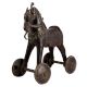 Brass Temple Toy With Four Wheels In Dark Finish