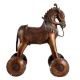 Traditional Brass Horse On Wheels Primitive Temple Toy