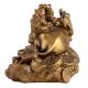 Golden Lucky Buffalo And Frog Statue Made Of Fish Bone
