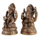 Brass Statue Of Ganesh Lakshmi Bhagwan Sitting on Lotus