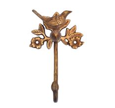 Brass Bird Sitting On Branch Hook