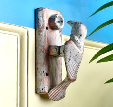 White Cast Iron Woodpecker Bird Door Knocker