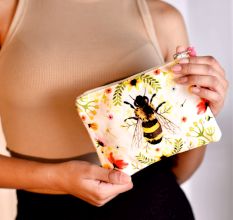 Queen Bee Small Canvas Zipper Pouch Bag