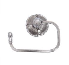 Silver Brass Floral Carving Toilet Roll Holder