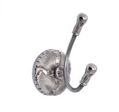 Silver Brass Hat And Coat Hook On Floral Base