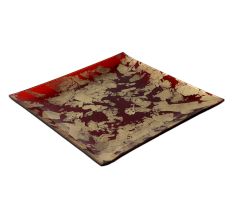 Red Glass With Gold Foil Textured Tray