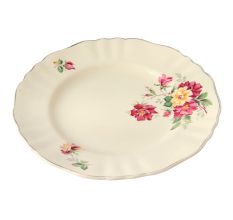 Hand painted White base Rose in Red And Yellow Dinner Plate
