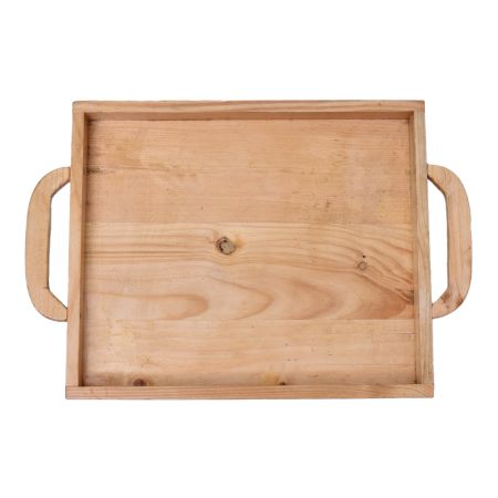 Rectangular Bamboo Serving Tray With Handles