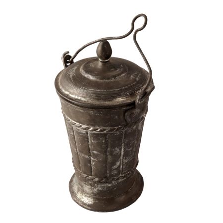 Brass Bucket With Embossed Pattern With Lid