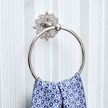 Silver Decorative Brass Home Towel Ring