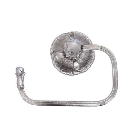 Silver Brass Floral Carving Toilet Roll Holder