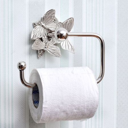 Brass Silver Butterfly Toilet Roll Holder