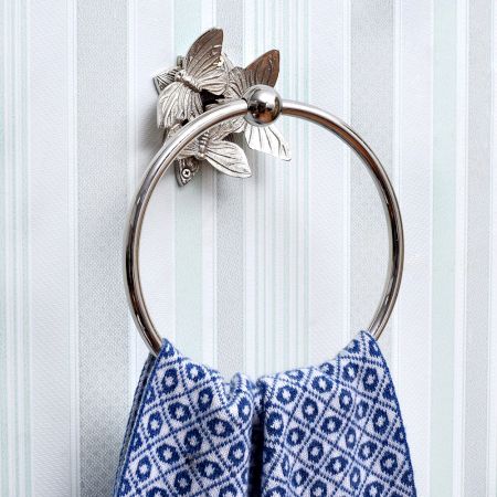Brass Silver Butterfly Towel Ring