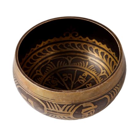 Black Brass Tibetan Om Mani Padme Hum Singing Bowl