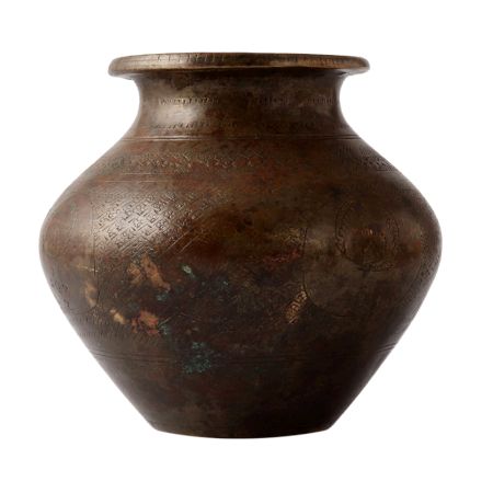 Faded Carved Design Brass Water Pot
