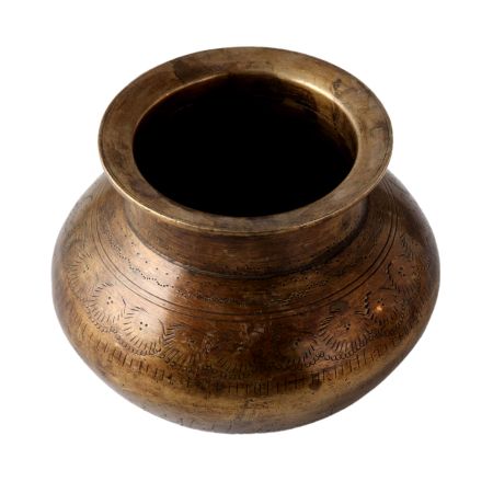Brass Carved Hindu Pooja Holy Water Pot Or Kalash