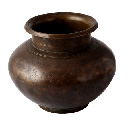 Old Hand Crafted Brass Fine Engraved Pot
