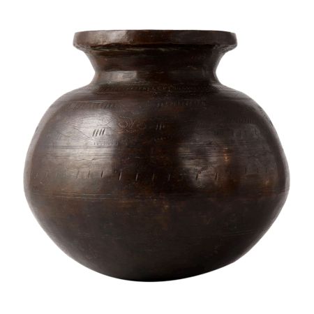 Brass Indian 19th Century Water Pot With Generous Belly