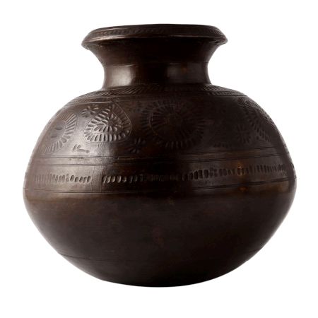 Brass  Ghada Planter Pot In Dark Finish