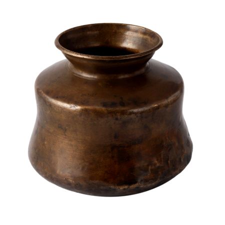Rare BrassÂ South Indian Water Pot in Black Patina