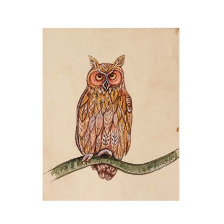 Horned owl Miniature Watercolor Painting