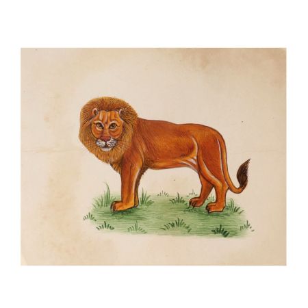 Miniature Watercolor Painting Of Majestic King of the Animal Kingdom