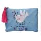 PEACE is always Beautiful Blue Canvas Zipper Pouch