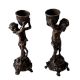 Pair Of 2 Brass Cherub Candlesticks