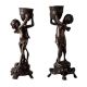 Pair Of 2 Brass Cherub Candlesticks