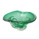 Soft Green Oval Shape Carved Glass Dish