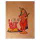 Kalighat Painting Of Goddess Lakshmi And Ganesha