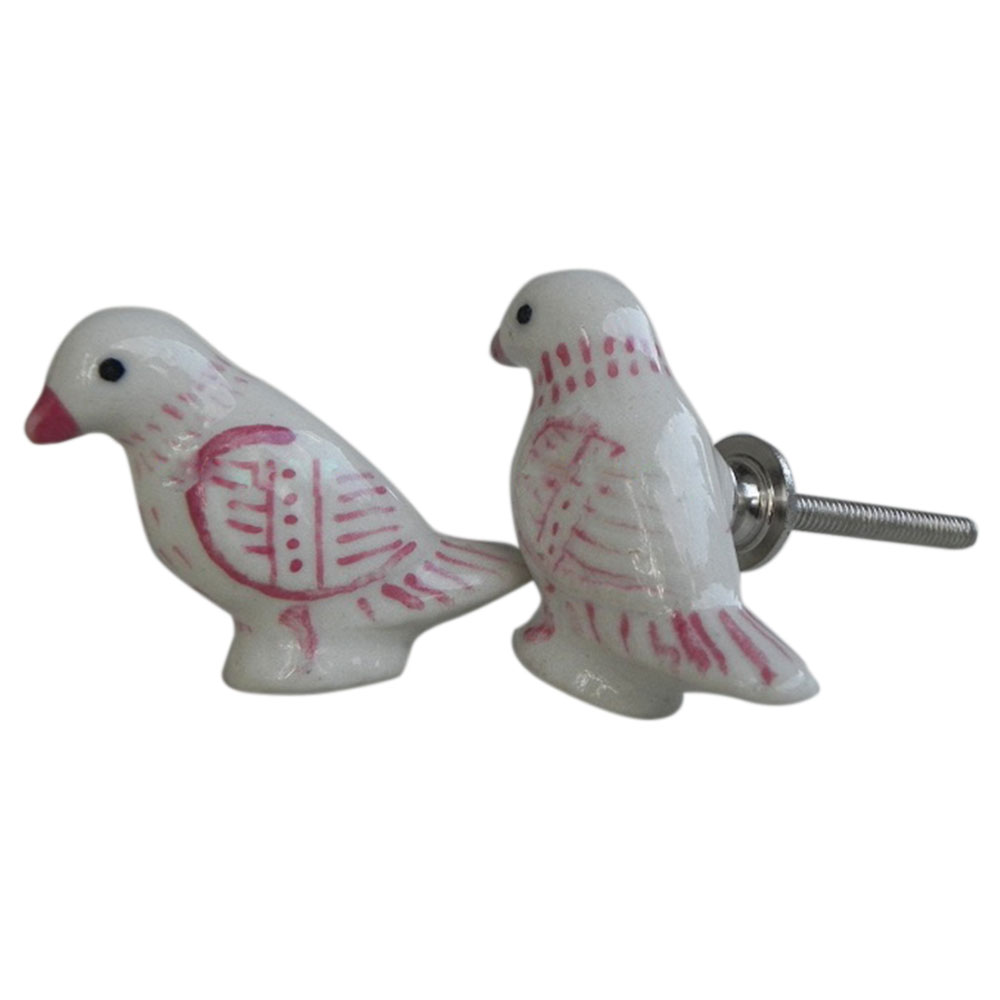 Pink Feather Bird Knob