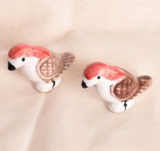 Brown Feather Ceramic Bird Knob