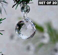 Clear Crystal Glass Octagonal Christmas Ornaments-Chandelier Drop-Set of 20