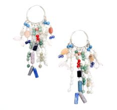 92.5 Sterling Silver Multicolored Tassel Earrings