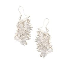 92.5 Sterling Silver Moonstone Natural Chip Tassel Earrings