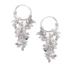 92.5 Sterling Silver White Agate Bead Chandelier Earrings