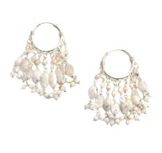 92.5 Sterling SilverÂ White beaded Women's DropÂ Tassel Earrings