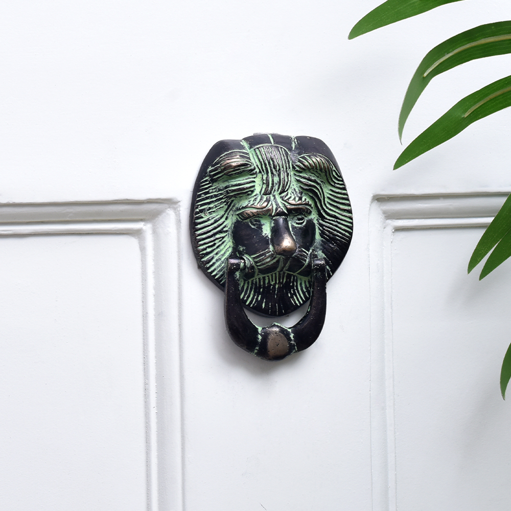 Lion Mask Brass Door Knocker