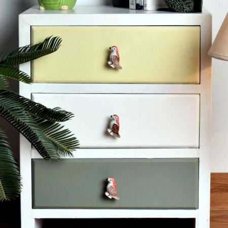 Brown Feather Ceramic Bird Knob