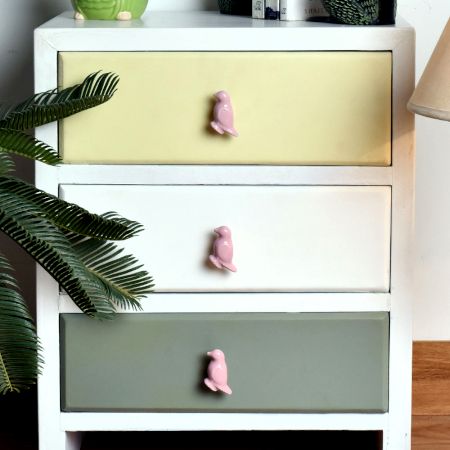Solid Pink Ceramic Bird Cabinet Knob