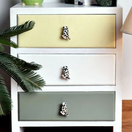 Black Dotted Ceramic Bird Knob