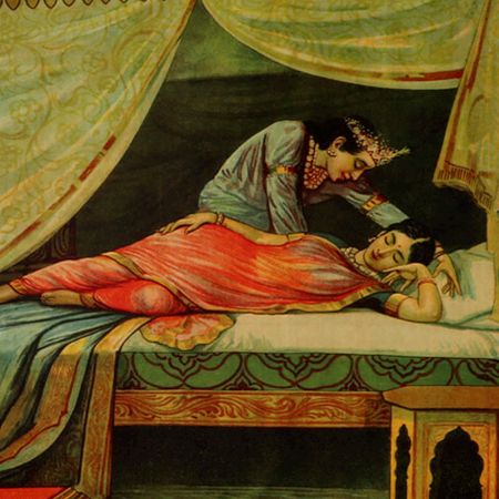 Usha Swapna Paper Print Of Raja Ravi Varma