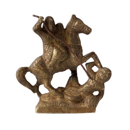Brass Warrior Riding On Horse Statue
