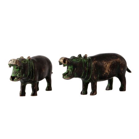 Hippopotamus Brass Figurine  Or Statue In Pair