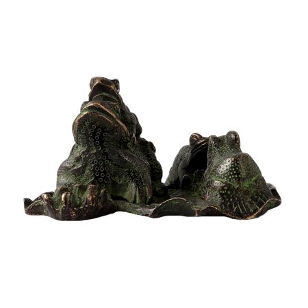 Brass Centerpiece Frog Buddy Pair StatueÂ In Dark Finish