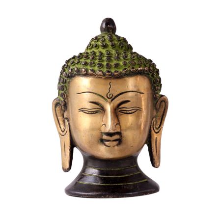 Brass Meditating Buddha Head Statue